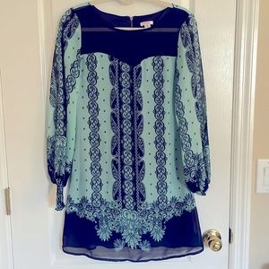 Xhilaration Paisley Semi Sheer Long Sleeve Dress
